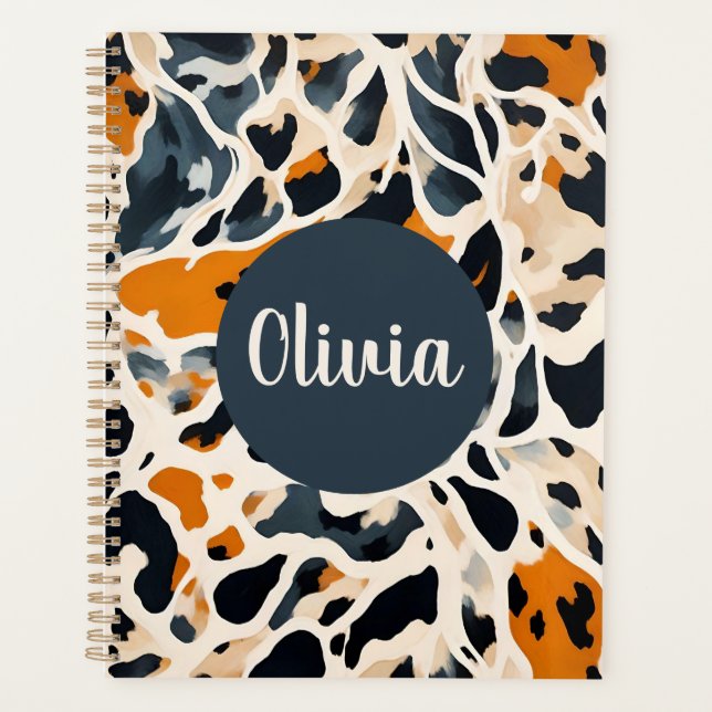Custom Giraffe Animal Print Planner (Front)