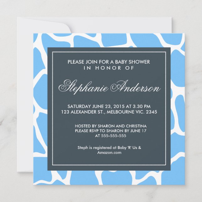 Custom giraffe baby shower invite (Front)