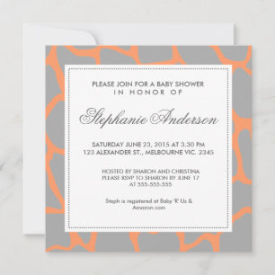 Custom giraffe baby shower invite