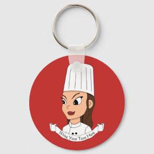 Custom girl chef key ring