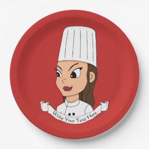 Custom girl chef paper plate