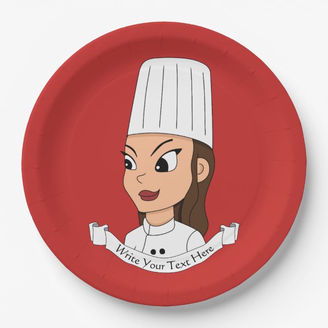 Custom girl chef paper plate (Front)