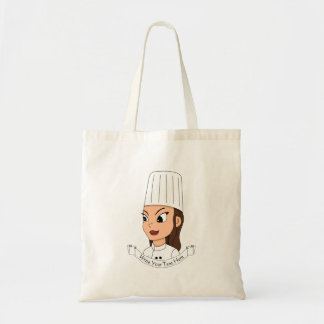 Custom girl chef tote bag