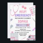 Custom Girl Nurse Doctor Pretend Birthday  Invitation<br><div class="desc">Custom Girl Nurse Doctor Pretend Birthday Invitation! Perfect for little ones with dreams of helping others, this invitation features adorable nurse and doctor-themed graphics like stethoscopes, band-aids, and medical kits in a fun, kid-friendly design. Whether for a pretend play or healthcare-themed birthday party, this customisable invitation sets the stage for...</div>