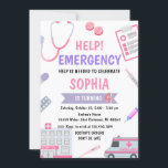 Custom Girl Nurse Doctor Pretend Birthday  Invitation<br><div class="desc">Custom Girl Nurse Doctor Pretend Birthday Invitation! Perfect for little ones with dreams of helping others, this invitation features adorable nurse and doctor-themed graphics like stethoscopes, band-aids, and medical kits in a fun, kid-friendly design. Whether for a pretend play or healthcare-themed birthday party, this customisable invitation sets the stage for...</div>