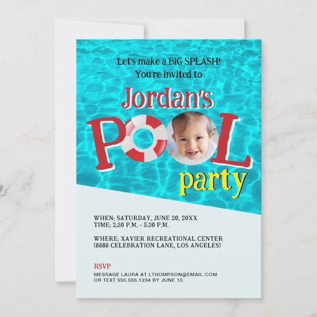 Custom Girl Photo Birthday Swimming Pool Party  Invitation (Front)