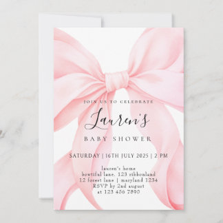 Custom Girl Pink Bow  Invitation