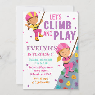 Custom Girl Rock Climbing Birthday Party Invitation