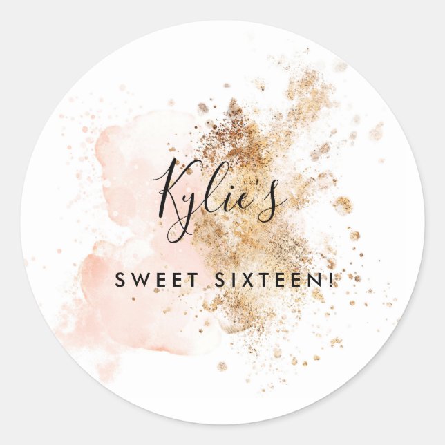 Custom Girl Sweet Sixteen Sweet 16 Classic Round Sticker (Front)
