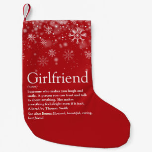 Custom Girlfriend Definition Quote Holiday Snow Small Christmas Stocking