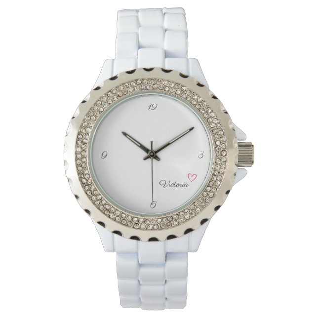 Custom Girls Name I Love You Heart Fashion White Watch (Front)