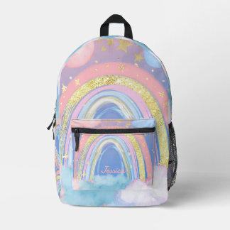 Custom Girls Name Whimsical Rainbow Kids  Printed Backpack