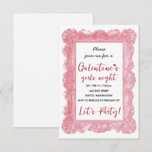Custom Girls Night Galentine Pink Party Invitation