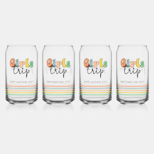 Custom Girls Trip Cute Girls weekend vacation Can Glass