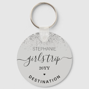 Custom Girls Trip   Girls Weekend Glitter Confetti Key Ring