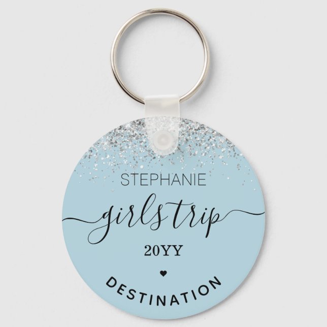 Custom Girls Trip | Girls Weekend Glitter Confetti Key Ring (Front)
