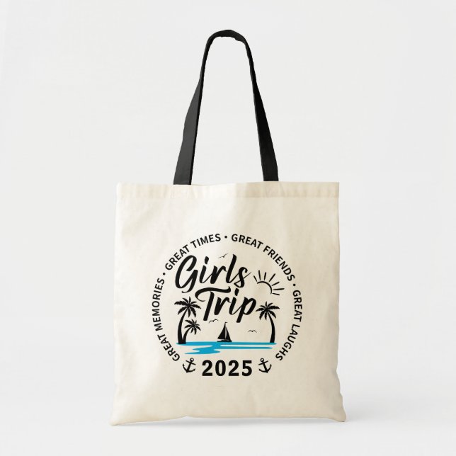 Custom Girls Trip Group Matching Beach Vacation Tote Bag (Front)