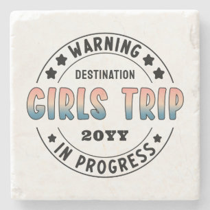 Custom Girls Trip in Progress Gradient Funny Stone Coaster