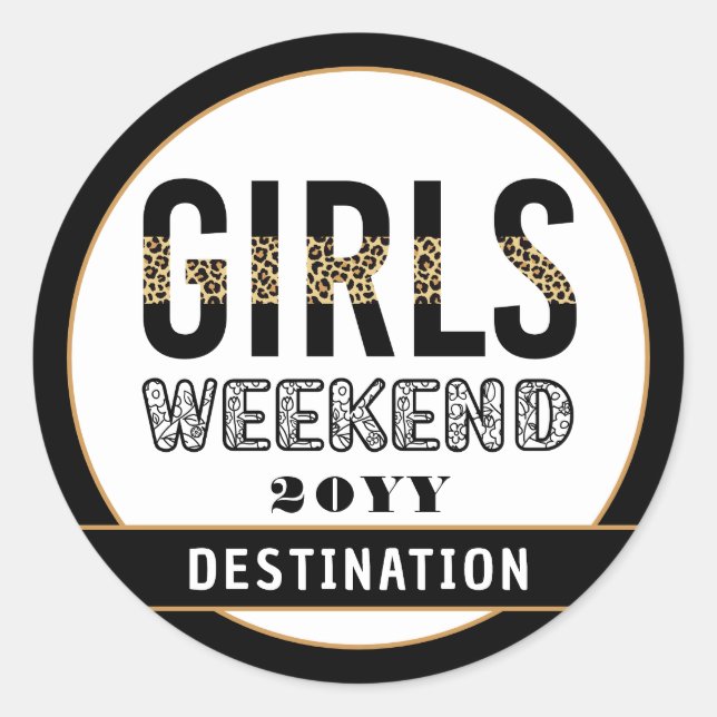 Custom Girls Weekend Girls Trip Vacation Classic Round Sticker (Front)