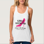 Custom girls weekend trip getaway travel tank tops<br><div class="desc">Custom girls weekend trip getaway travel tank tops for ladies. neon pink high heel stiletto shoe silhouette with elegant typography. Classy design for bride to be, bride's crew, women's group, friends, team bride etc. Cool clothing for wedding, bridal shower, bachelorette party, girls night out, girls weekend, ladies night, hen do,...</div>