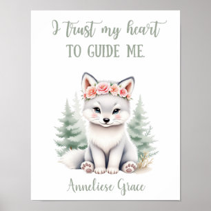 Custom Girls Woodland Wolf Quote Nursery Poster