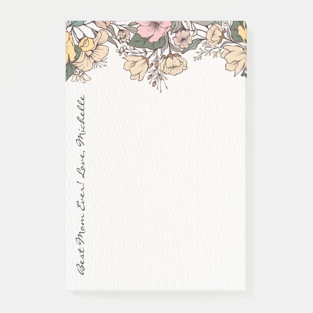Custom Girly Floral Mother's Day Note Gift (Front)