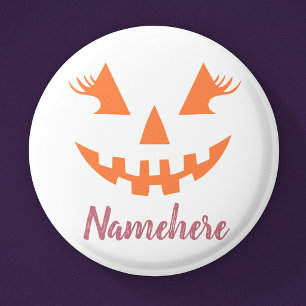Custom Girly Jack O Lantern Pumpkin Halloween 3 Cm Round Badge