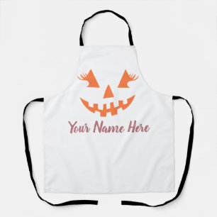 Custom Girly Jack O Lantern Pumpkin Halloween Apron