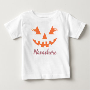 Custom Girly Jack O Lantern Pumpkin Halloween Baby T-Shirt