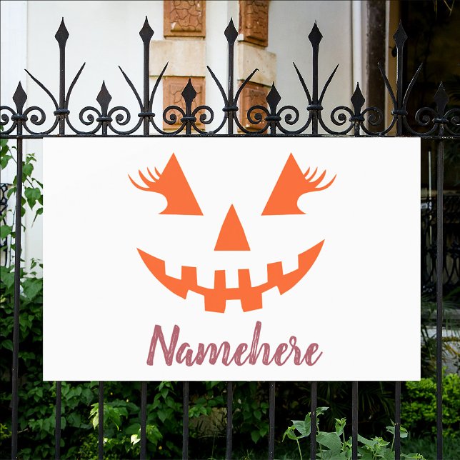 Custom Girly Jack O Lantern Pumpkin Halloween Banner (Creator Uploaded)