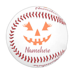 Custom Girly Jack O Lantern Pumpkin Halloween Baseball