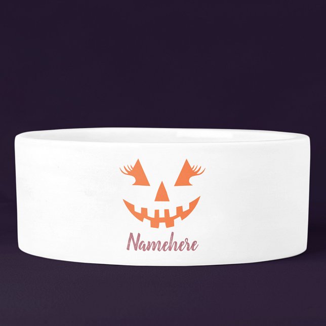 Custom Girly Jack O Lantern Pumpkin Halloween Bowl (Creator Uploaded)