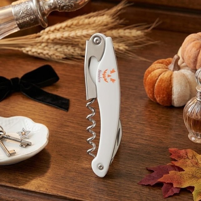 Custom Girly Jack O Lantern Pumpkin Halloween Corkscrew (Creator Uploaded)
