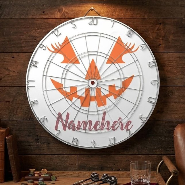 Custom Girly Jack O Lantern Pumpkin Halloween Dartboard (Creator Uploaded)