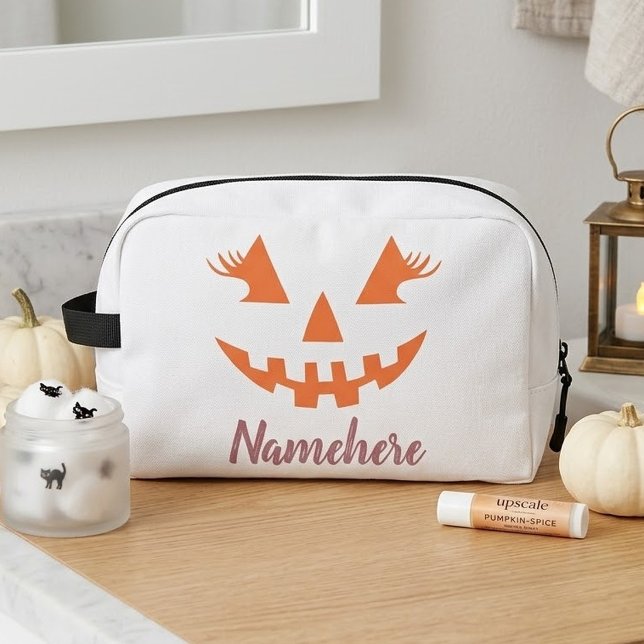 Custom Girly Jack O Lantern Pumpkin Halloween Dopp Kit (Creator Uploaded)