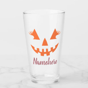 Custom Girly Jack O Lantern Pumpkin Halloween Glass