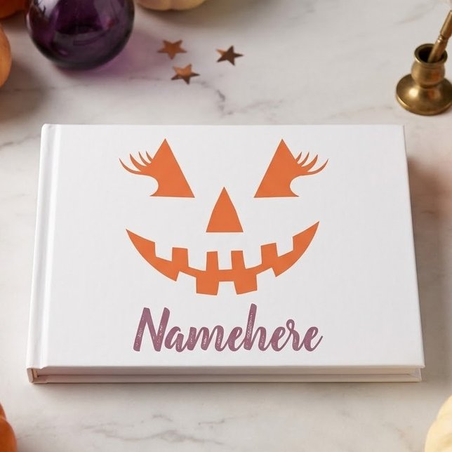 Custom Girly Jack O Lantern Pumpkin Halloween Guest Book (Creator Uploaded)