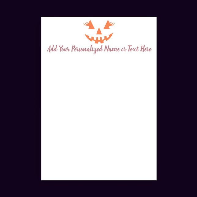 Custom Girly Jack O Lantern Pumpkin Halloween Letterhead (Creator Uploaded)