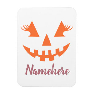 Custom Girly Jack O Lantern Pumpkin Halloween Magnet