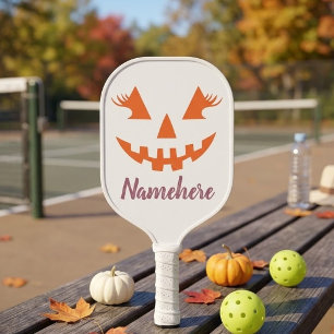 Custom Girly Jack O Lantern Pumpkin Halloween Pickleball Paddle