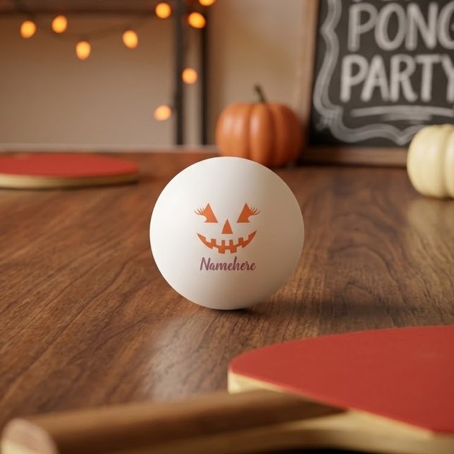 Custom Girly Jack O Lantern Pumpkin Halloween Ping Pong Ball (Creator Uploaded)