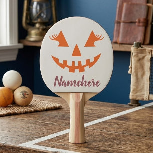 Custom Girly Jack O Lantern Pumpkin Halloween Ping Pong Paddle