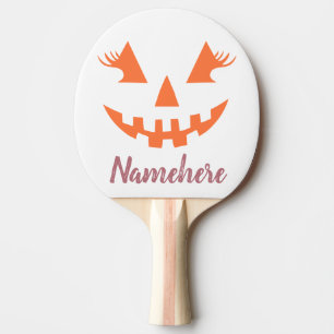 Custom Girly Jack O Lantern Pumpkin Halloween Ping Pong Paddle