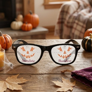 Custom Girly Jack O Lantern Pumpkin Halloween Retro Sunglasses