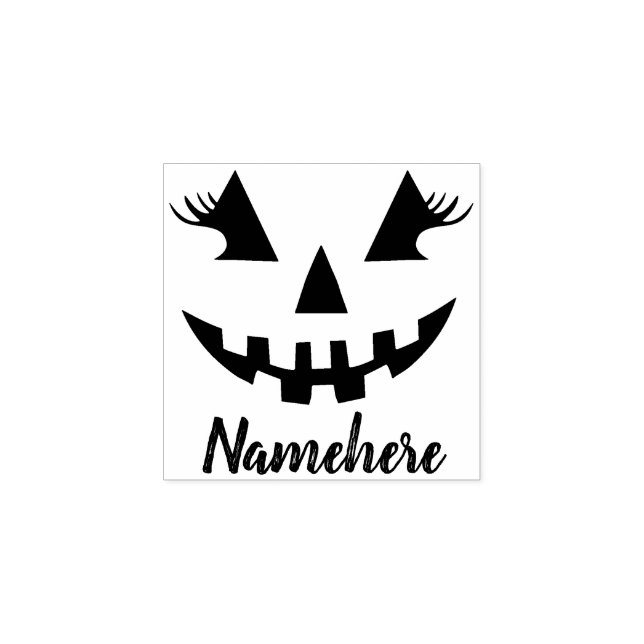 Custom Girly Jack O Lantern Pumpkin Halloween Rubber Stamp (Imprint)