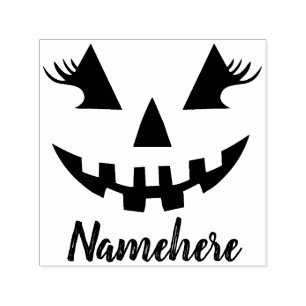 Custom Girly Jack O Lantern Pumpkin Halloween Self-inking Stamp