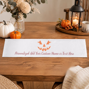 Custom Girly Jack O Lantern Pumpkin Halloween Short Table Runner