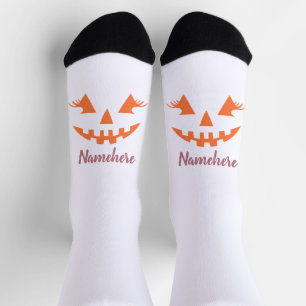 Custom Girly Jack O Lantern Pumpkin Halloween Socks