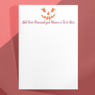 Custom Girly Jack O Lantern Pumpkin Halloween Stationery
