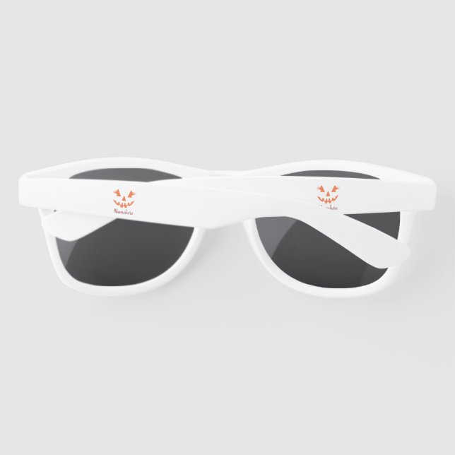 Custom Girly Jack O Lantern Pumpkin Halloween Sunglasses (Back)